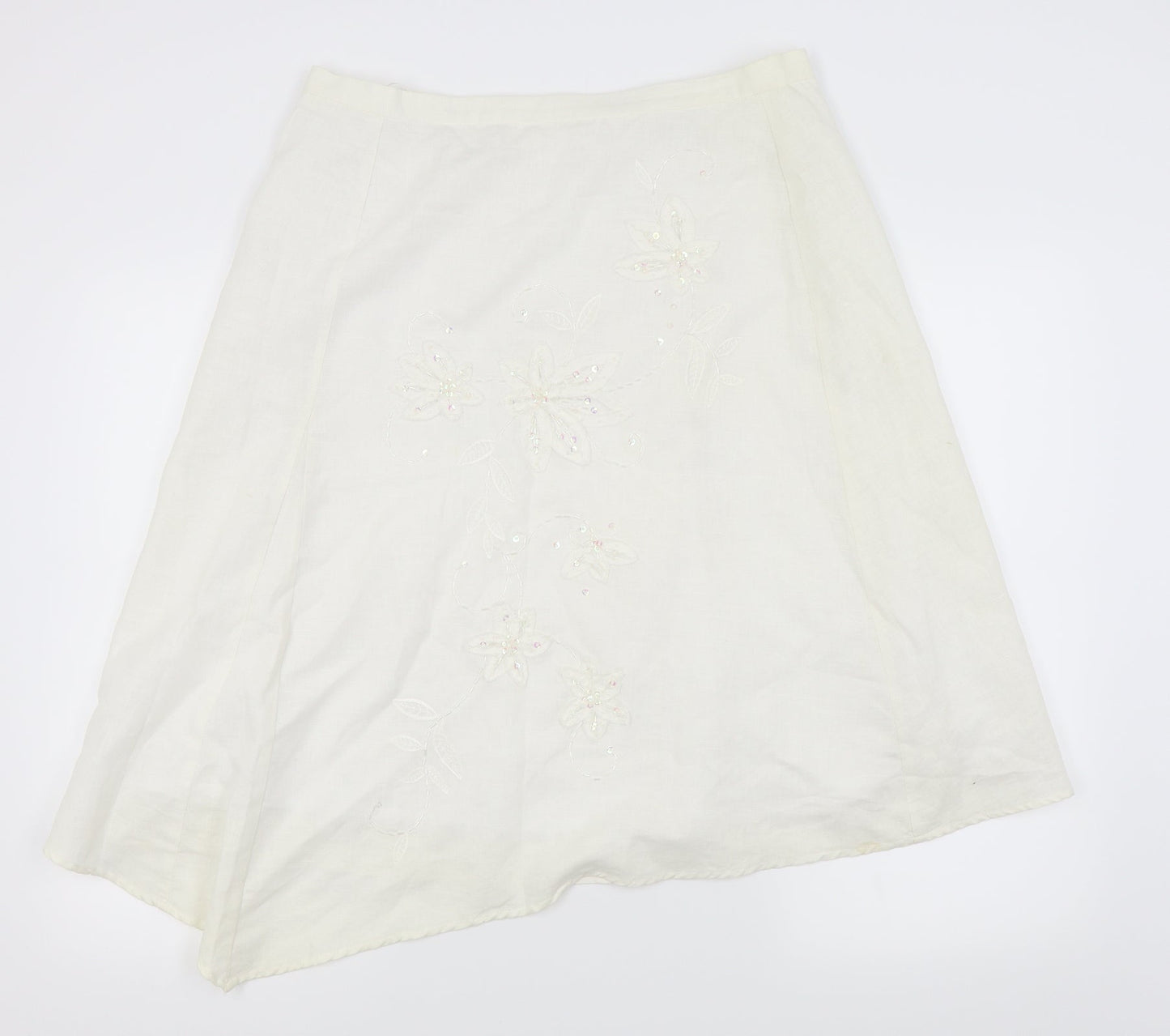 New Look Womens Silver Floral  Pleated Skirt Size 14