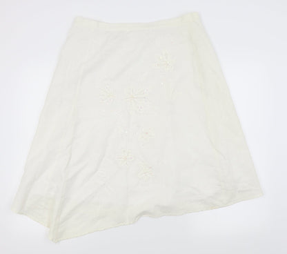 New Look Womens Silver Floral  Pleated Skirt Size 14