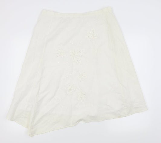 New Look Womens Silver Floral  Pleated Skirt Size 14