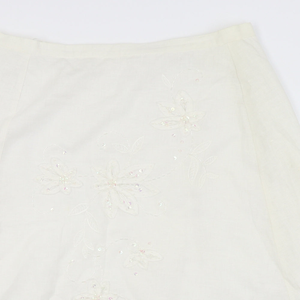 New Look Womens Silver Floral  Pleated Skirt Size 14