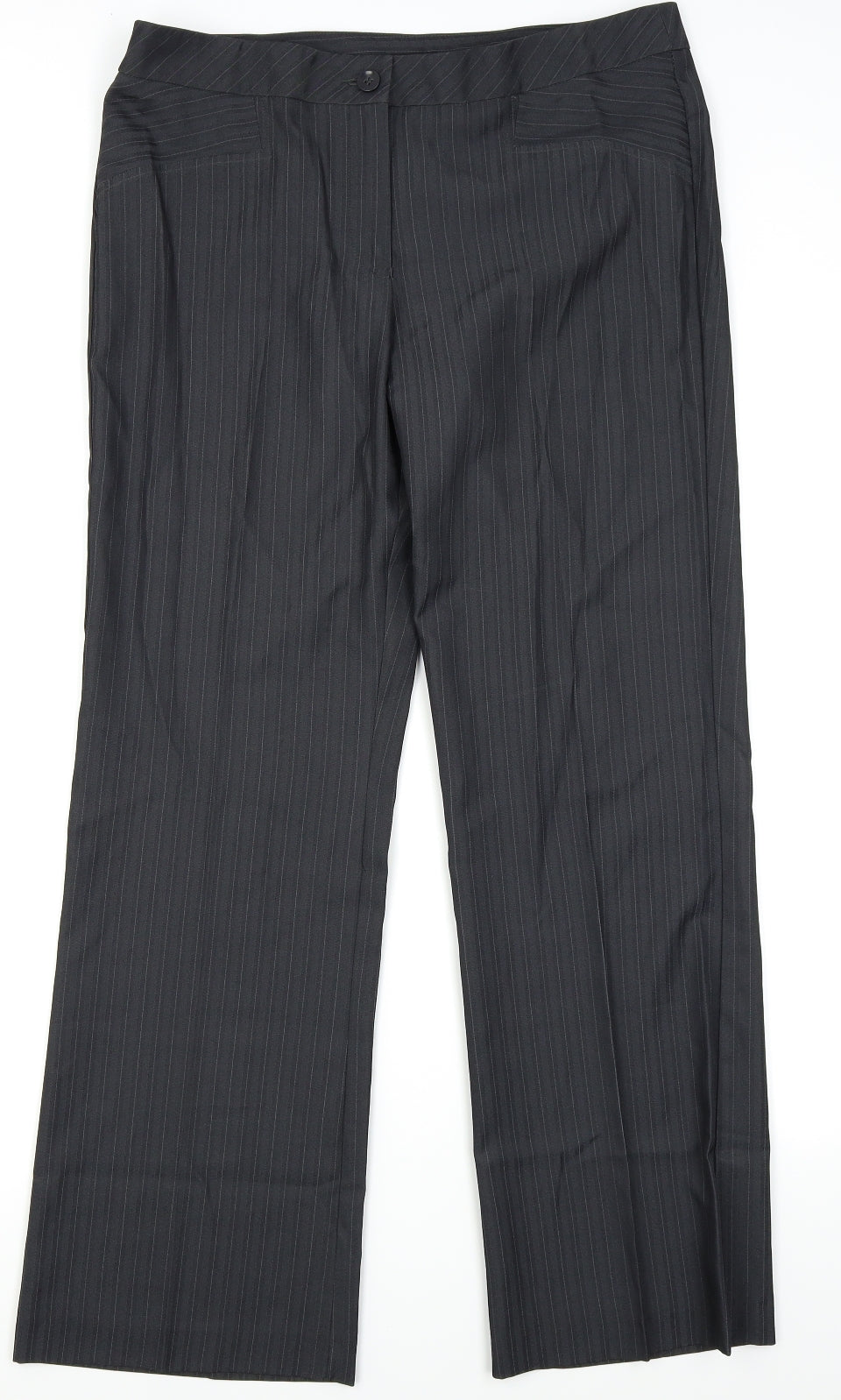 Asda George Womens Black Striped  Trousers  Size 14 L27 in
