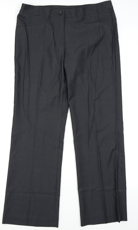 Asda George Womens Black Striped  Trousers  Size 14 L27 in