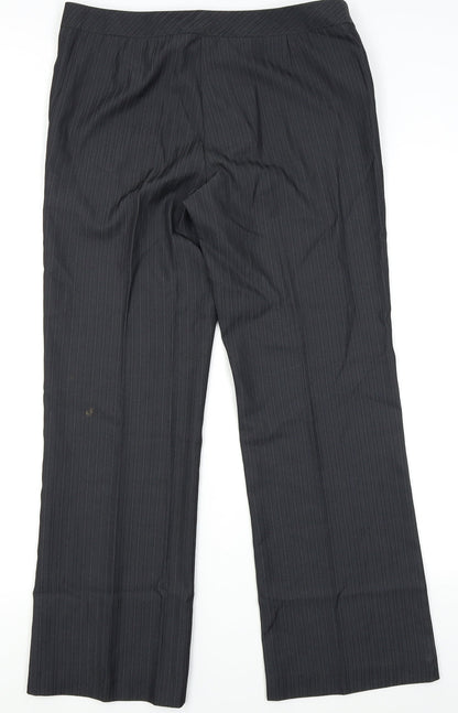 Asda George Womens Black Striped  Trousers  Size 14 L27 in