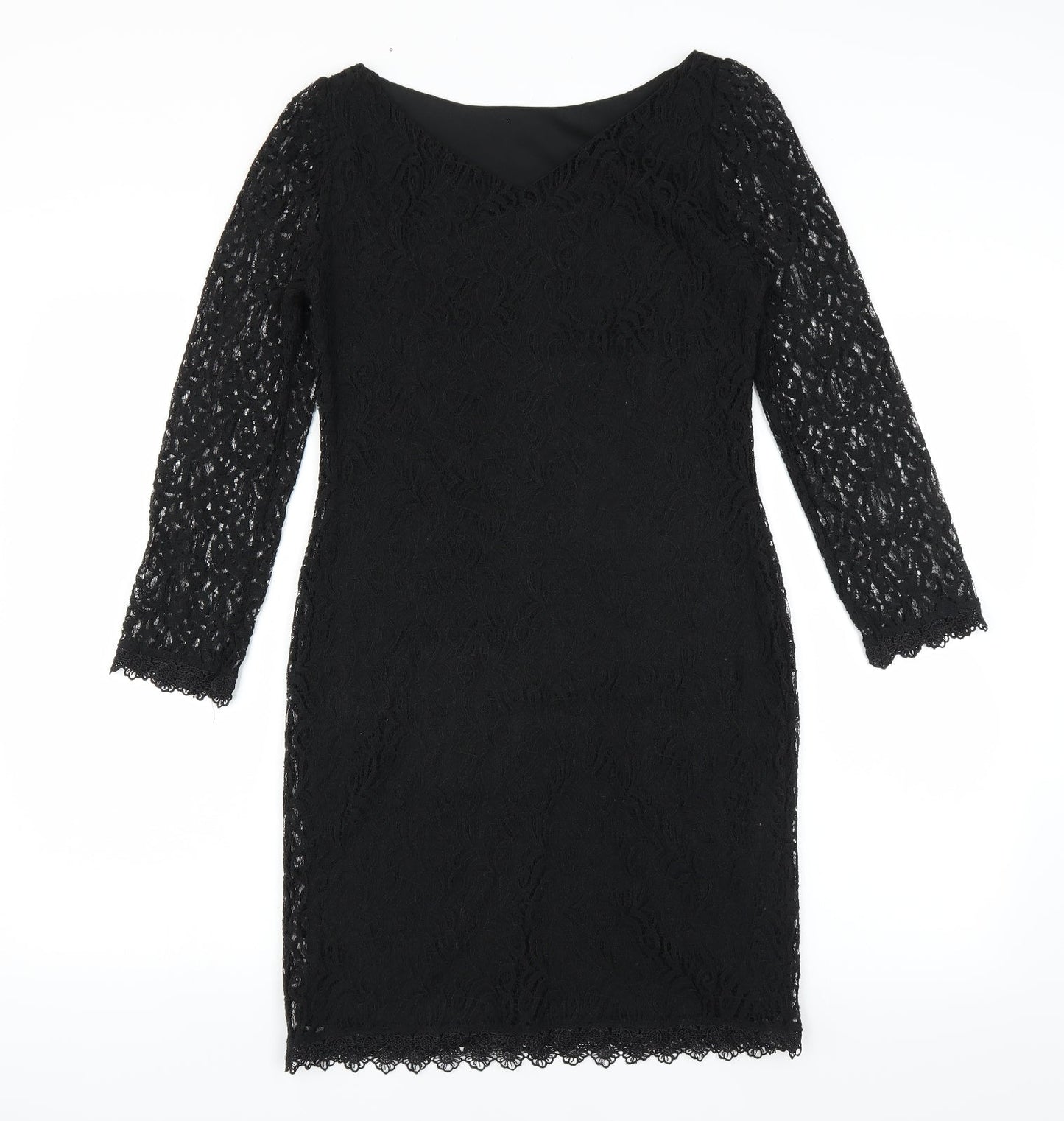 Primark Womens Black   Pencil Dress  Size 8  - lace detail
