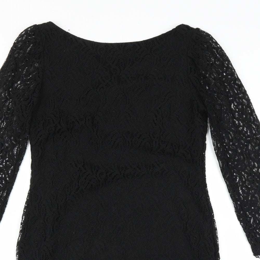 Primark Womens Black   Pencil Dress  Size 8  - lace detail