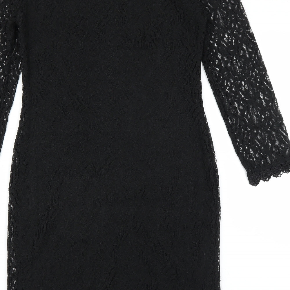 Primark Womens Black   Pencil Dress  Size 8  - lace detail