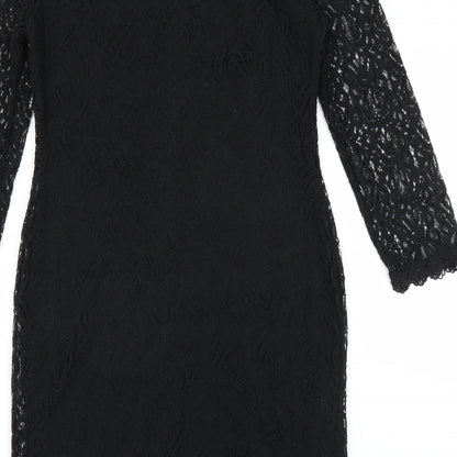 Primark Womens Black   Pencil Dress  Size 8  - lace detail