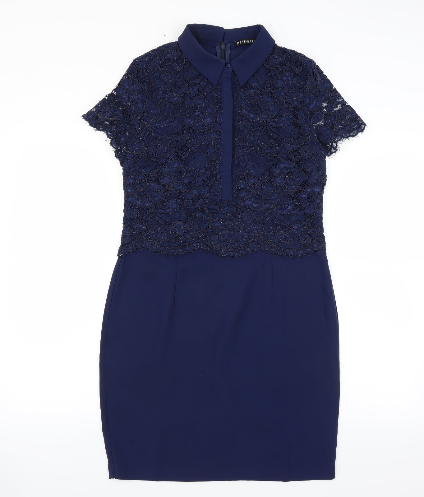 Definitions Womens Blue Floral  Sheath  Size 10  - Lace Top