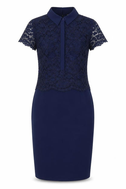 Definitions Womens Blue Floral  Sheath  Size 10  - Lace Top