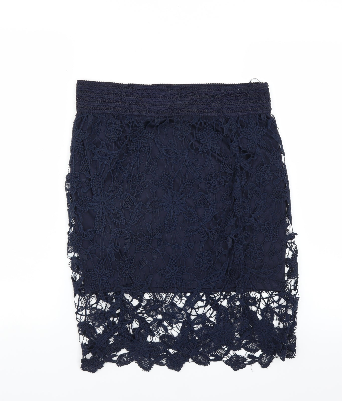 Adiva Womens Blue Floral  Straight & Pencil Skirt Size S  - lace detail
