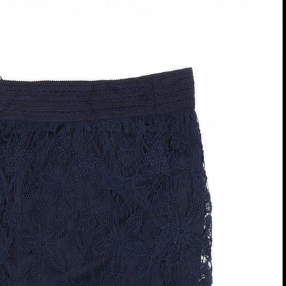 Adiva Womens Blue Floral  Straight & Pencil Skirt Size S  - lace detail