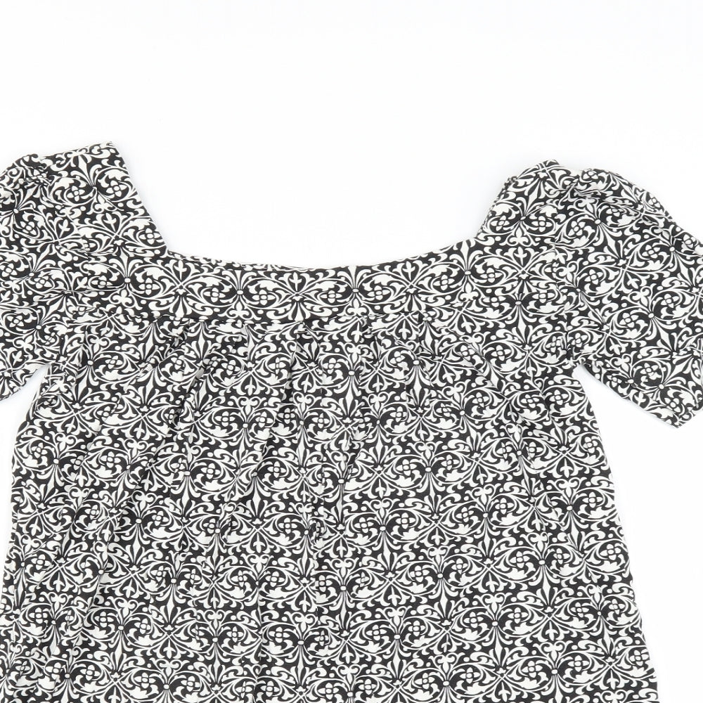 Matalan Womens Black Floral  Basic Blouse Size 8