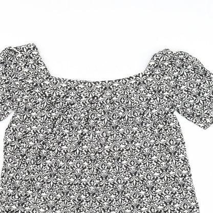 Matalan Womens Black Floral  Basic Blouse Size 8