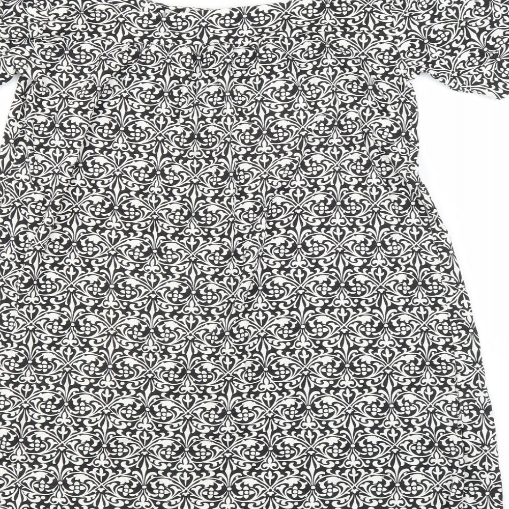 Matalan Womens Black Floral  Basic Blouse Size 8