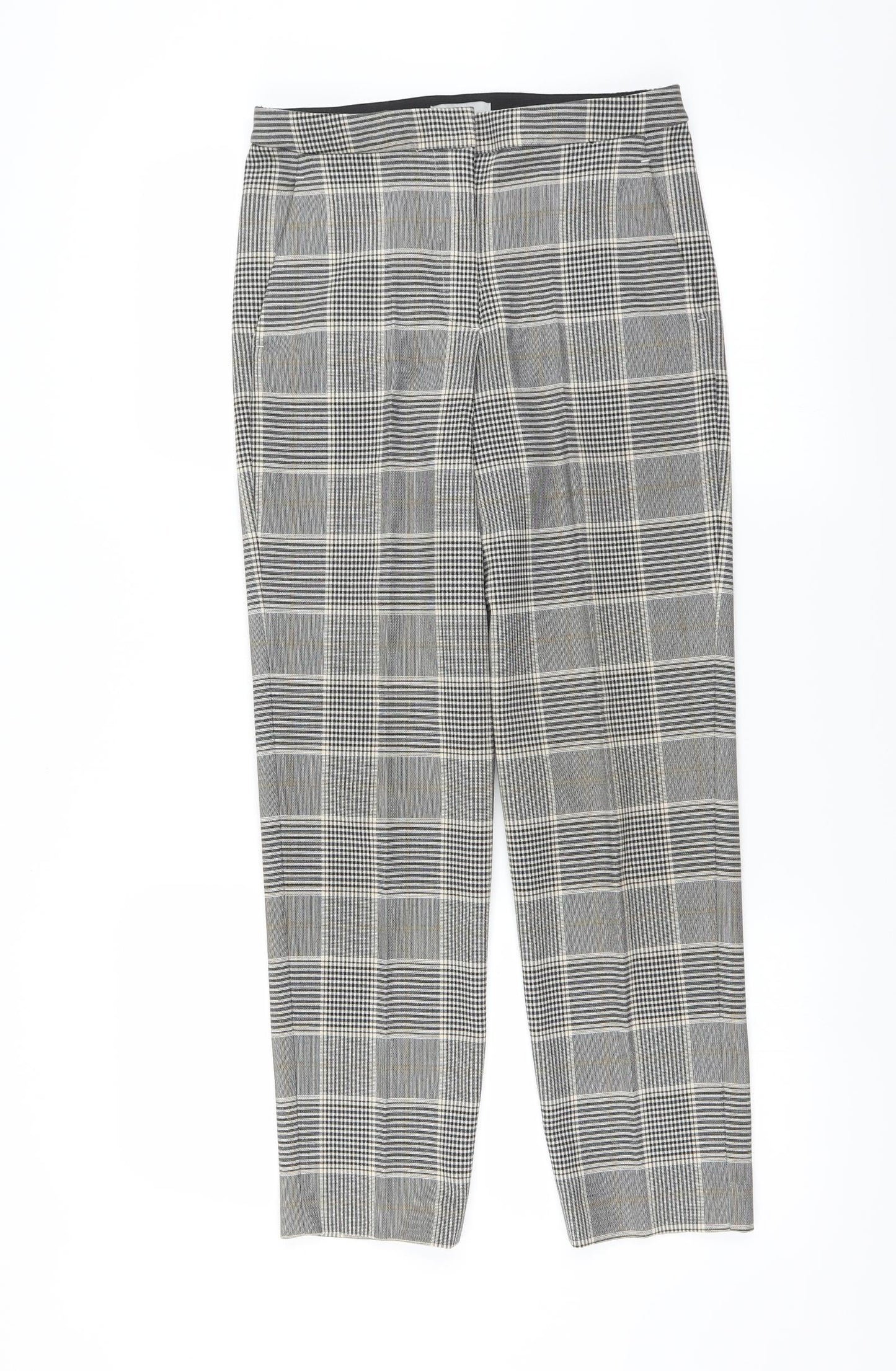 H&M Womens Grey Plaid  Trousers  Size 8 L25 in