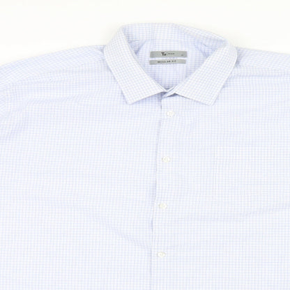 Tu  Mens Blue Check   Button-Up Size 17