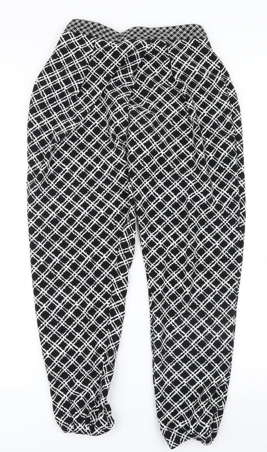 Topshop Womens Black Geometric  Trousers  Size 6 L27 in