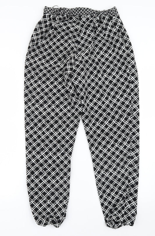 Topshop Womens Black Geometric  Trousers  Size 6 L27 in