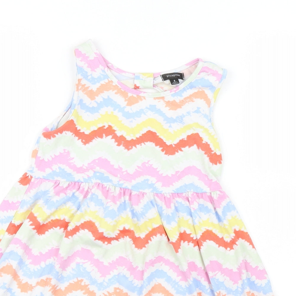 Picapino Girls Red Geometric  Shirt Dress  Size 6 Years