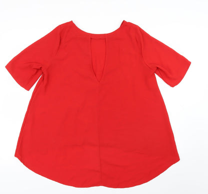 Womens UK Size 10 Glamorous Red Basic Blouse