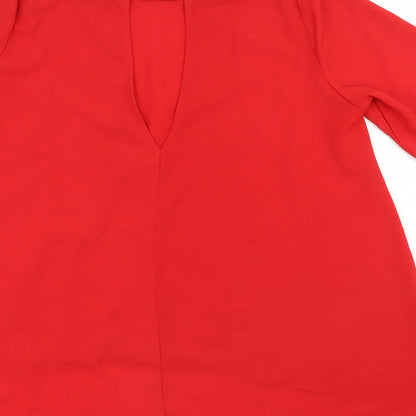 Womens UK Size 10 Glamorous Red Basic Blouse