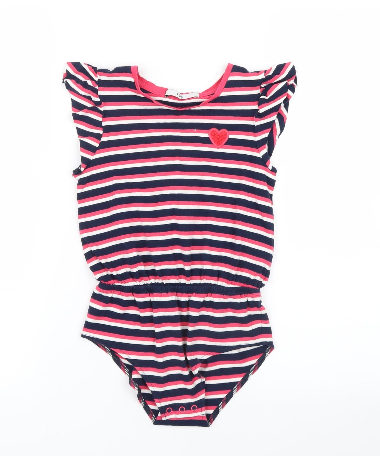 Marks and Spencer Girls Pink Striped  Basic T-Shirt Size 6-7 Years