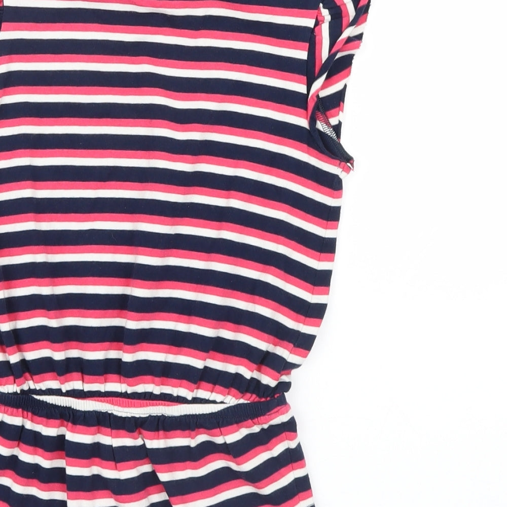 Marks and Spencer Girls Pink Striped  Basic T-Shirt Size 6-7 Years