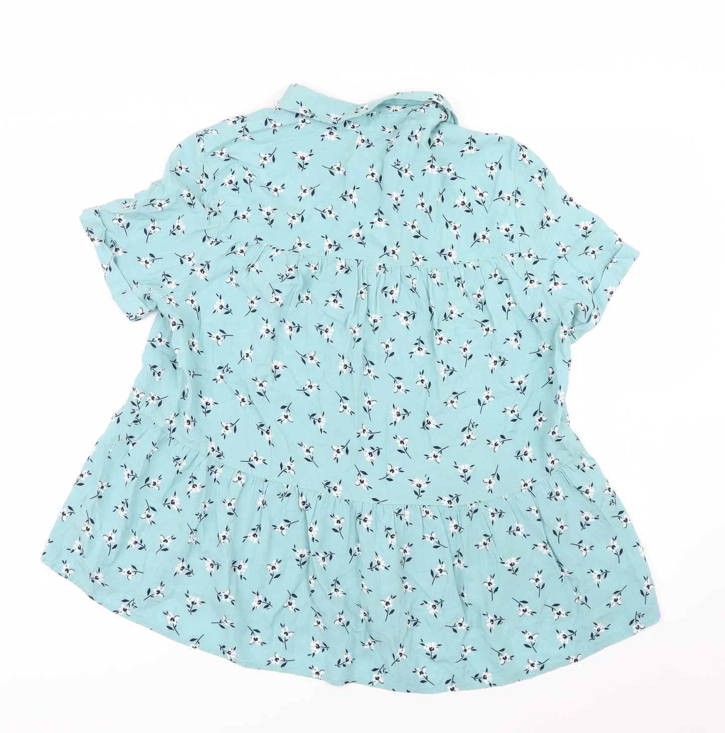 F&F Womens Blue Floral  Basic Blouse Size 10