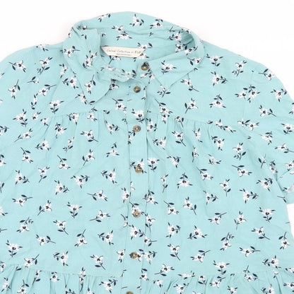 F&F Womens Blue Floral  Basic Blouse Size 10