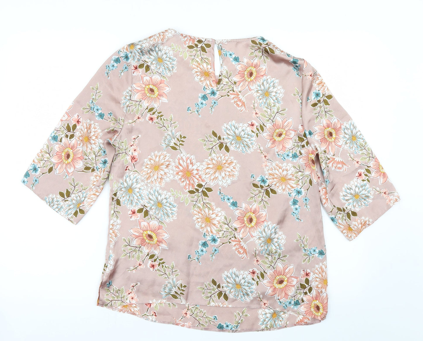 F&F Womens Pink Floral Satin Basic Blouse Size 10