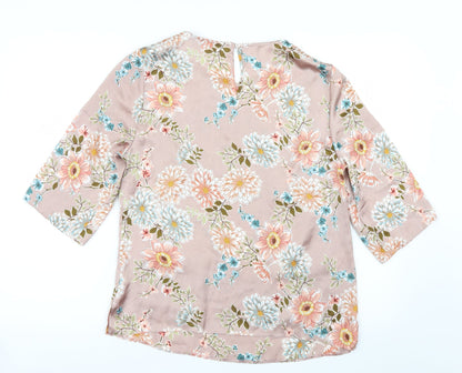 F&F Womens Pink Floral Satin Basic Blouse Size 10