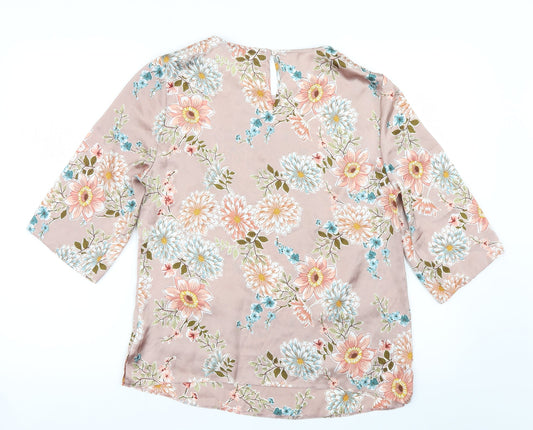 F&F Womens Pink Floral Satin Basic Blouse Size 10