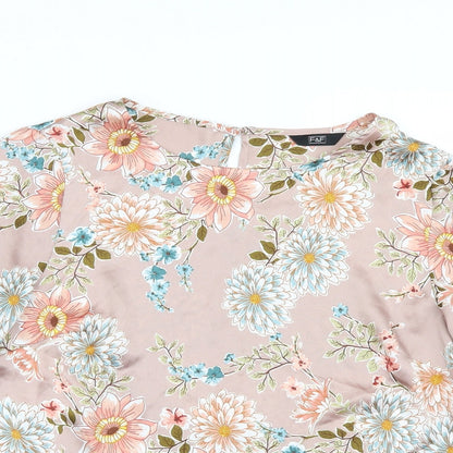 F&F Womens Pink Floral Satin Basic Blouse Size 10