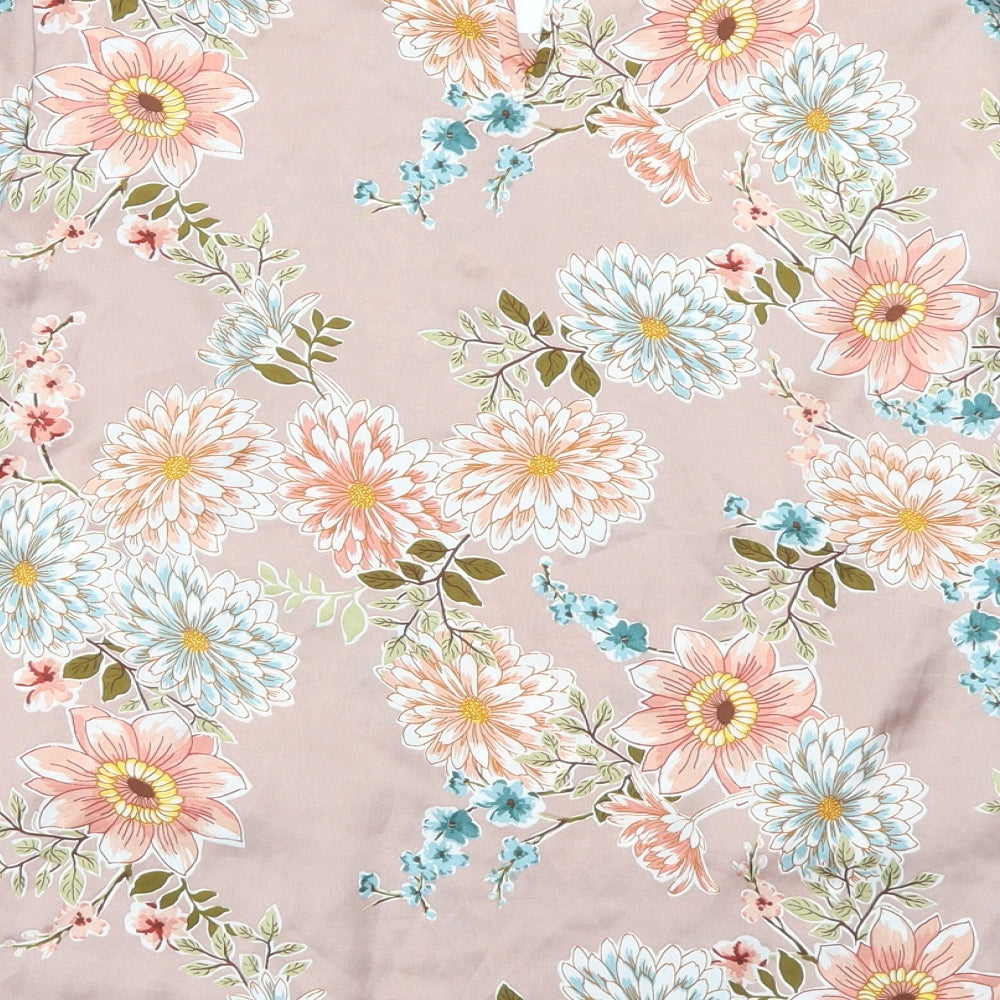 F&F Womens Pink Floral Satin Basic Blouse Size 10