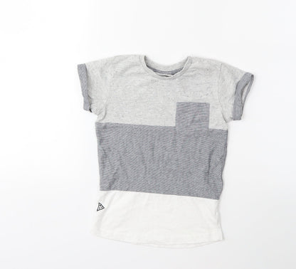 NEXT Boys Grey Striped  Basic T-Shirt Size 4 Years