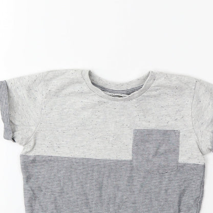 NEXT Boys Grey Striped  Basic T-Shirt Size 4 Years