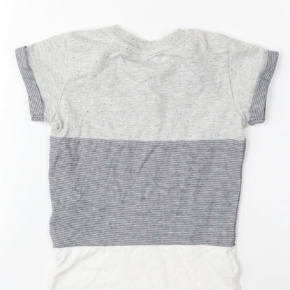NEXT Boys Grey Striped  Basic T-Shirt Size 4 Years