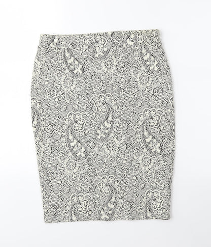 F&F Womens White Floral  Straight & Pencil Skirt Size 12