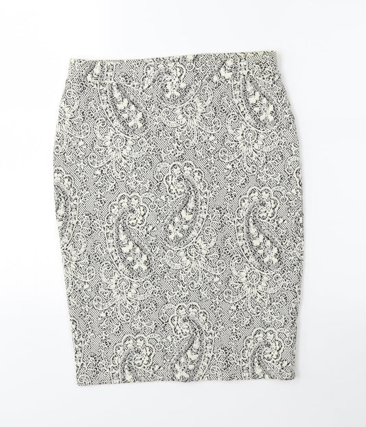 F&F Womens White Floral  Straight & Pencil Skirt Size 12