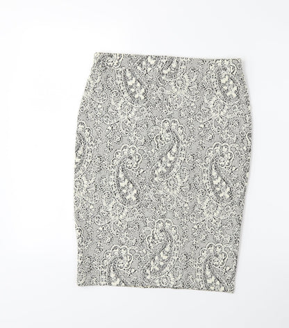 F&F Womens White Floral  Straight & Pencil Skirt Size 12