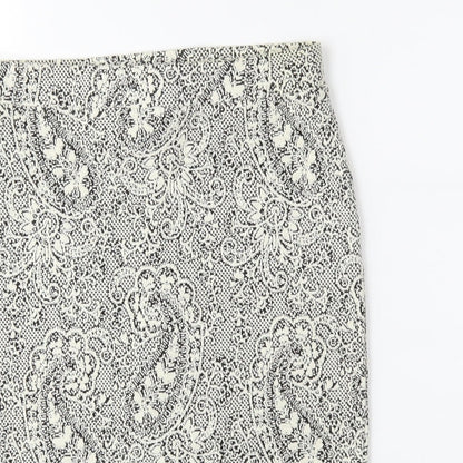 F&F Womens White Floral  Straight & Pencil Skirt Size 12