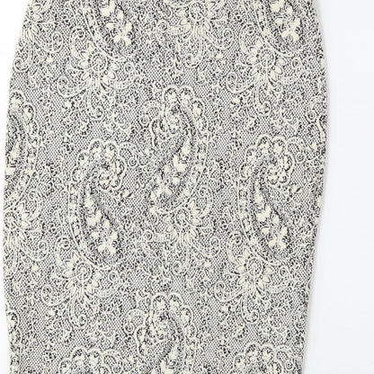 F&F Womens White Floral  Straight & Pencil Skirt Size 12