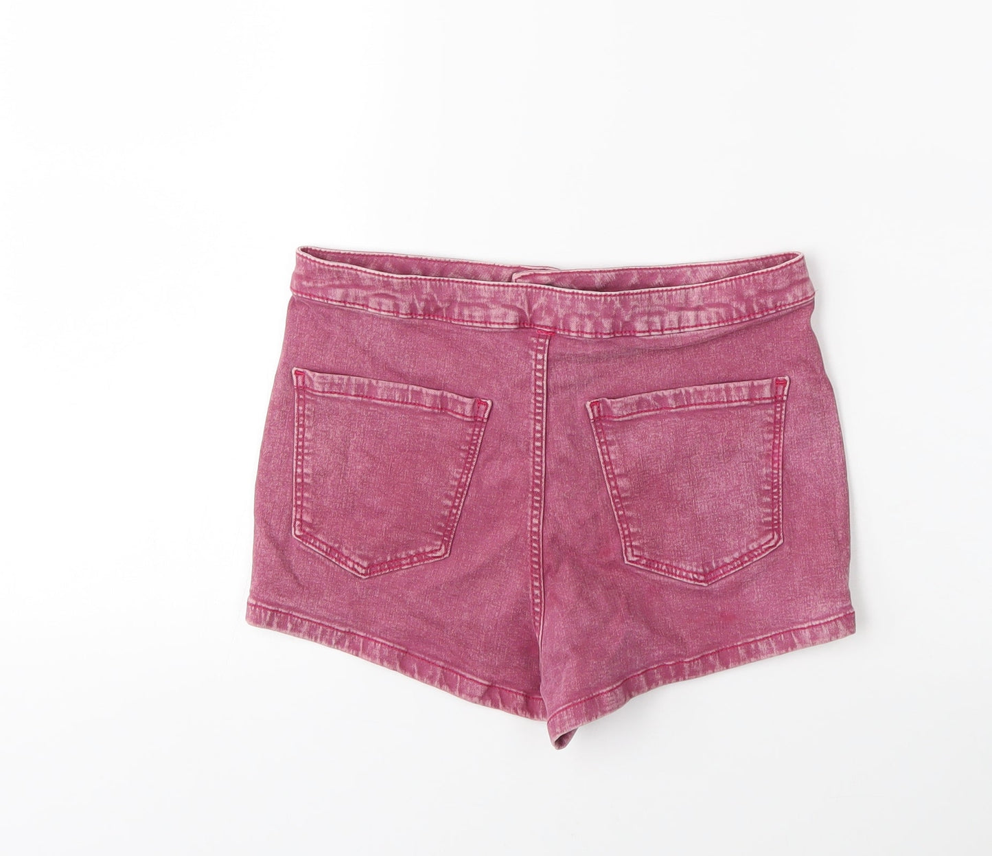 Topshop Womens Pink  Denim Hot Pants Shorts Size 10
