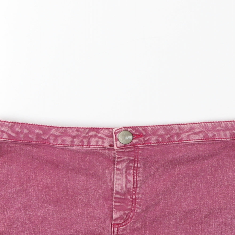 Topshop Womens Pink  Denim Hot Pants Shorts Size 10