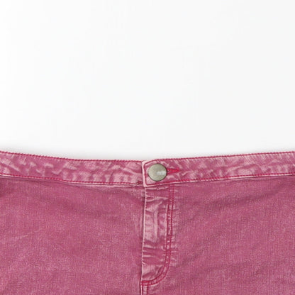 Topshop Womens Pink  Denim Hot Pants Shorts Size 10