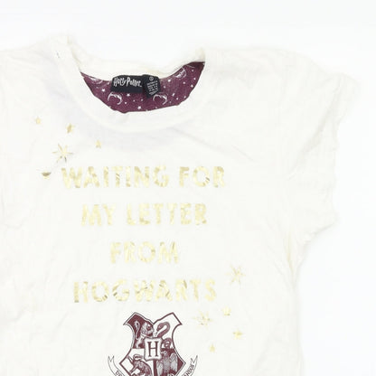 Primark Girls White Animal Print  Basic T-Shirt Size S