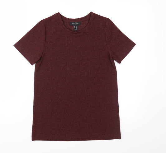 Womens UK Size 6 New Look Red Basic T-Shirt