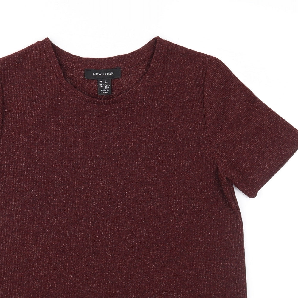 Womens UK Size 6 New Look Red Basic T-Shirt