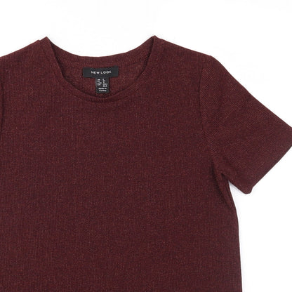 Womens UK Size 6 New Look Red Basic T-Shirt