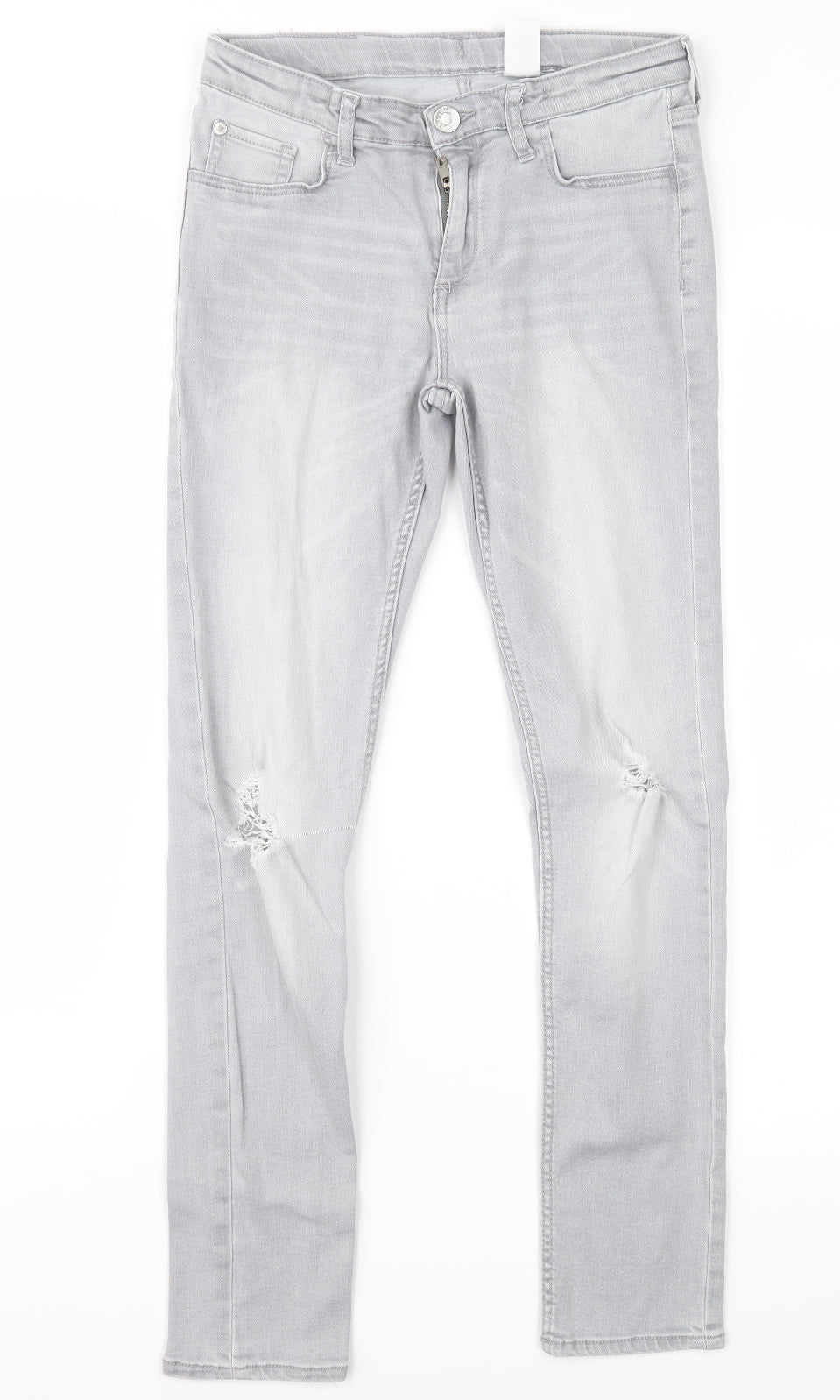 H&M Girls Grey  Denim Skinny Jeans Size 11 Years - Distressed